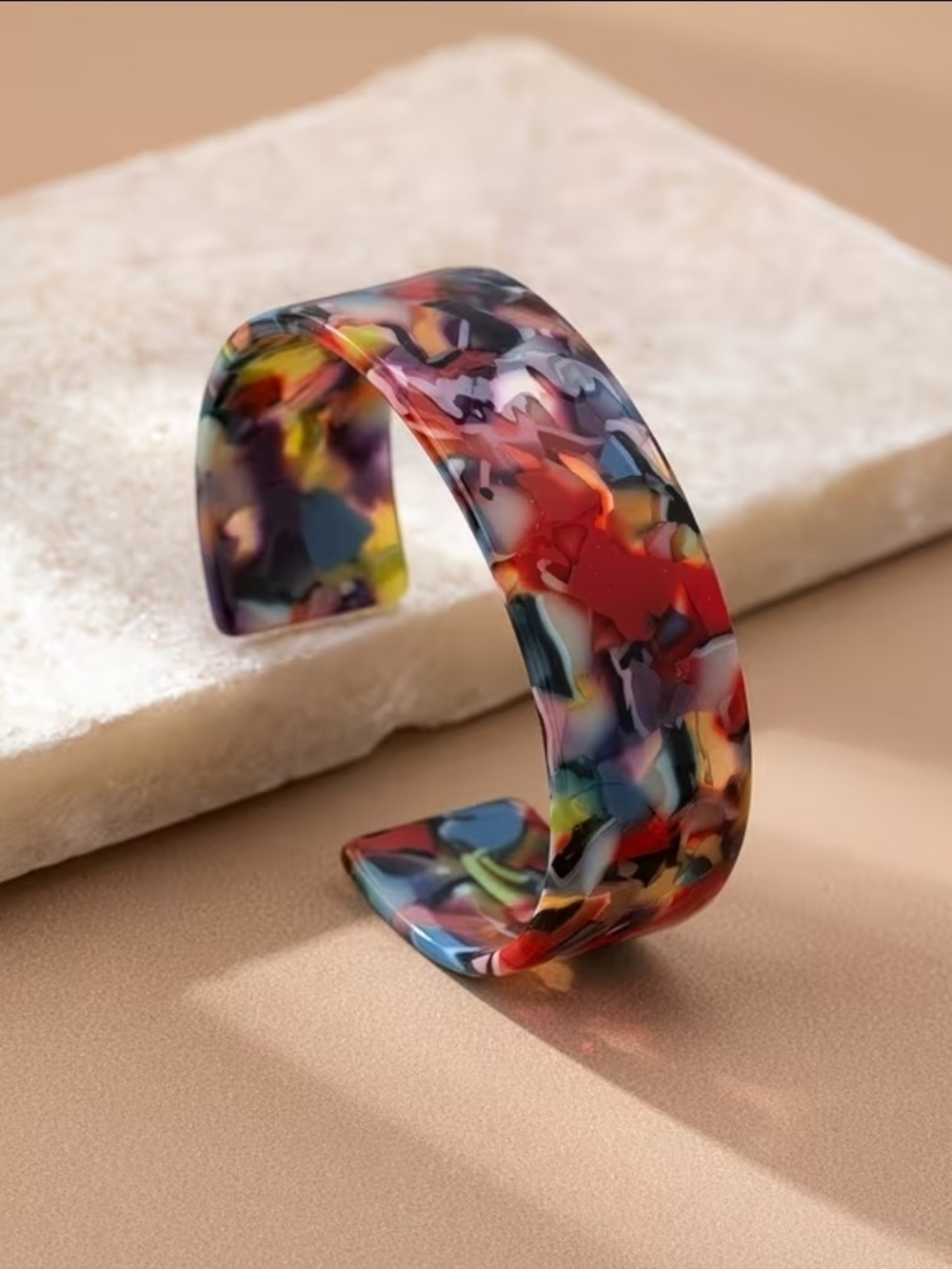 NWOT Multicolor Resin Tortoiseshell-Style Cuff Bracelet.
